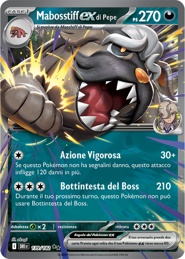 Mabosstiff-ex di Pepe 139/182 - ITA - Near Mint - Scarlatto e Violetto - Rivali Predestinati - Carta Pokemon