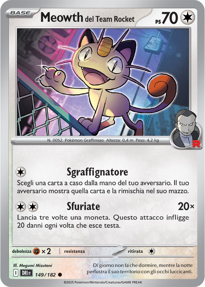 Meowth del Team Rocket 149/182 - ITA - Near Mint - Scarlatto e Violetto - Rivali Predestinati - Carta Pokemon