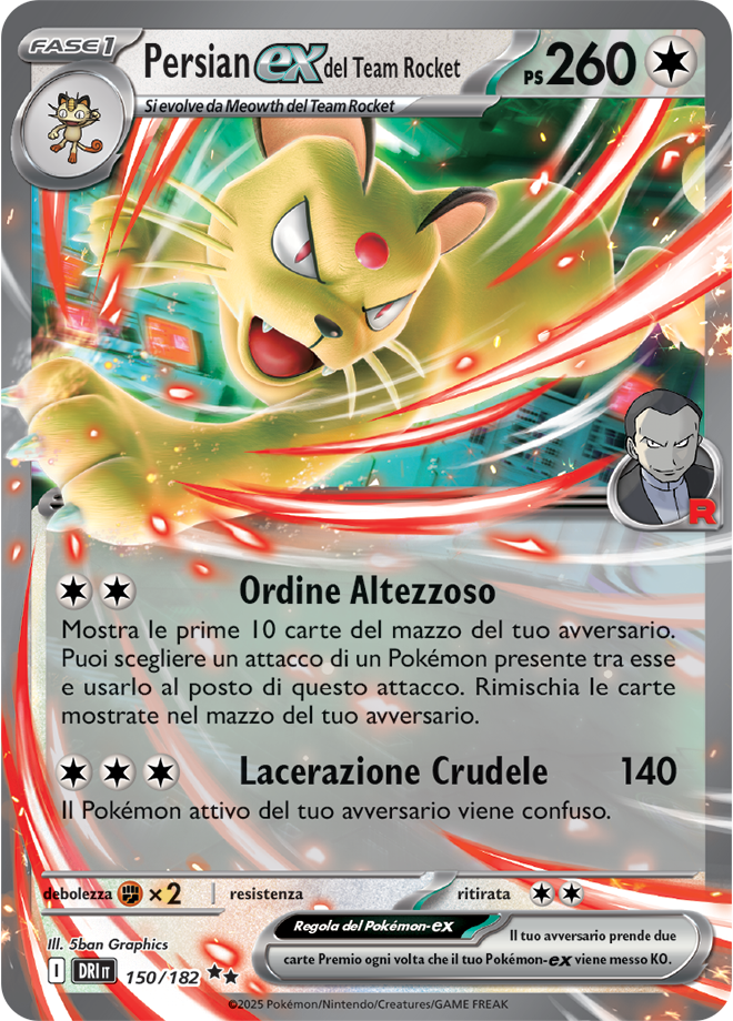 Persian-ex del Team Rocket 150/182 - ITA - Near Mint - Scarlatto e Violetto - Rivali Predestinati - Carta Pokemon