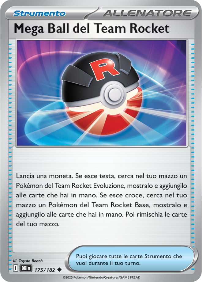 Mega Ball del Team Rocket 175/182 - ITA - Near Mint - Scarlatto e Violetto - Rivali Predestinati - Carta Pokemon