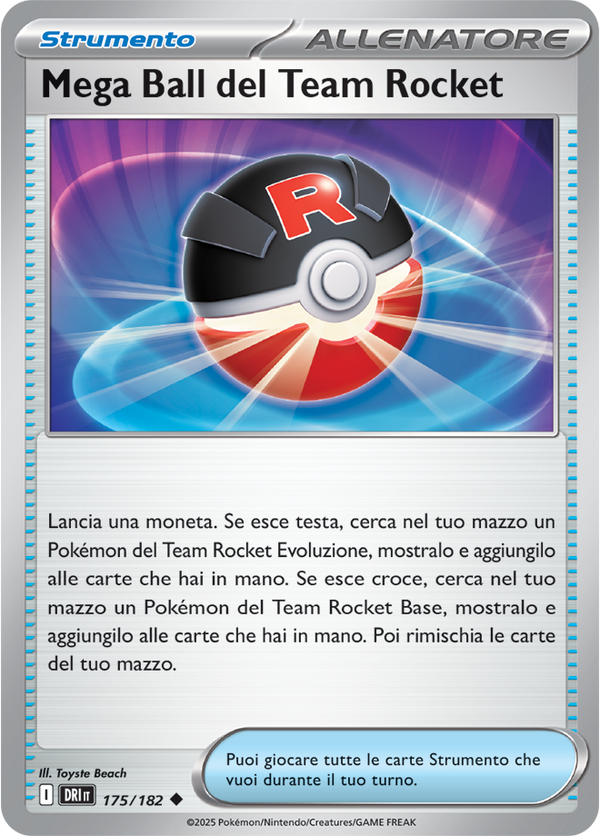 Mega Ball del Team Rocket 175/182 Reverse Holo - ITA - Near Mint - Scarlatto e Violetto - Rivali Predestinati - Carta Pokemon