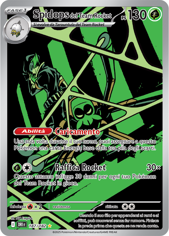 Spidops del Team Rocket DRI 187/182 - ITA - Near Mint - Scarlatto e Violetto - Rivali Predestinati - Carta Pokemon