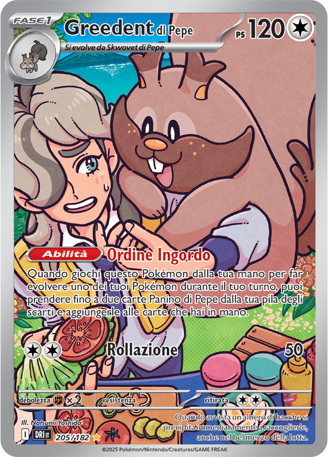 Greedent di Pepe DRI 205/182 - ITA - Near Mint - Scarlatto e Violetto - Rivali Predestinati - Carta Pokemon