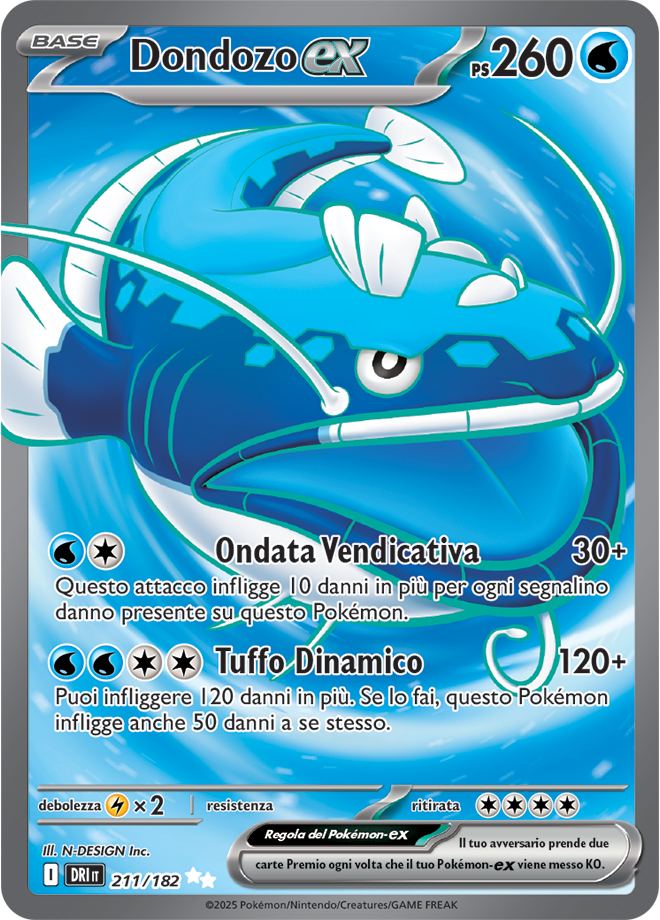 Dondozo-ex 211/182 Full Art - ITA - Near Mint - Scarlatto e Violetto - Rivali Predestinati - Carta Pokemon
