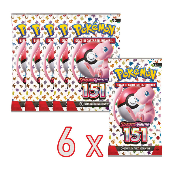 6 Bustine Scarlatto e Violetto - 151 - ITA - 10 Carte POKEMON