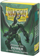 60 Bustine protettive Power Dual Matte Sleeves DRAGON SHIELD Japanese Size 62 x 89 mm Verde