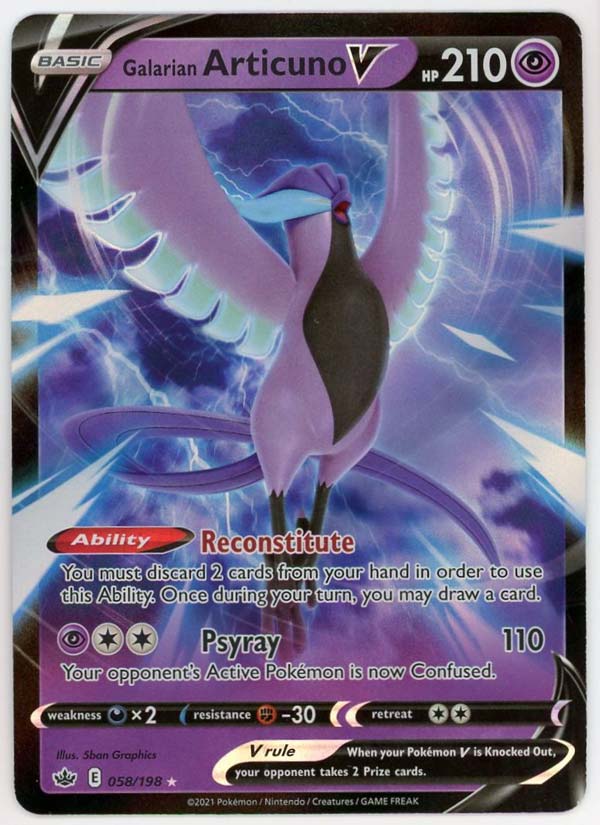 Galarian Articuno V 058/198 - ENG - Mint - Sword and Shield - Chilling Reign - Carta Pokemon
