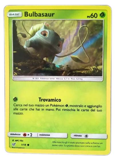 Bulbasaur 1/18 Holo - ITA - Mint - Sole e Luna - Detective Pikachu - Carta Pokemon