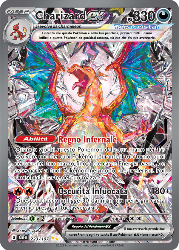 Charizard-ex 223/197 Alternative Art - ITA - Mint - Scarlatto e Violetto - Ossidiana Infuocata - Carta Pokemon
