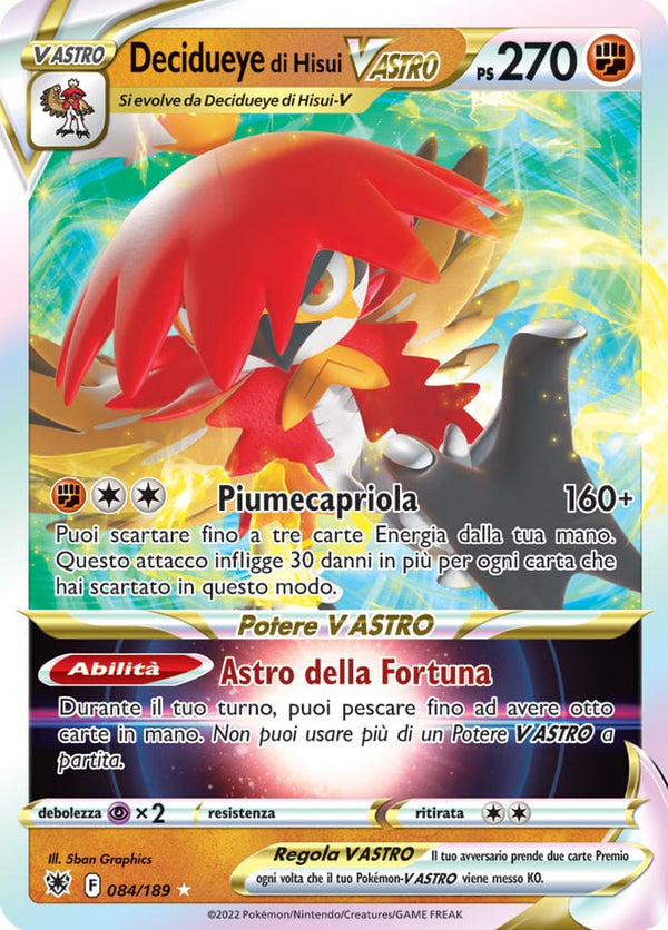 Decidueye di Hisui-V ASTRO V 084/189 - ITA - Near Mint - Spada e Scudo - Lucentezza Siderale - Carta Pokemon