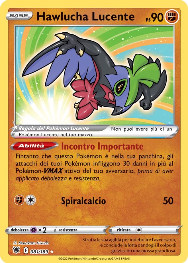 Hawlucha Lucente 081/189 - ITA - Near Mint - Spada e Scudo - Lucentezza Siderale - Carta Pokemon