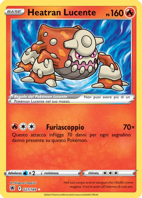 Heatran Lucente 027/189 - ITA - Near Mint - Spada e Scudo - Lucentezza Siderale - Carta Pokemon