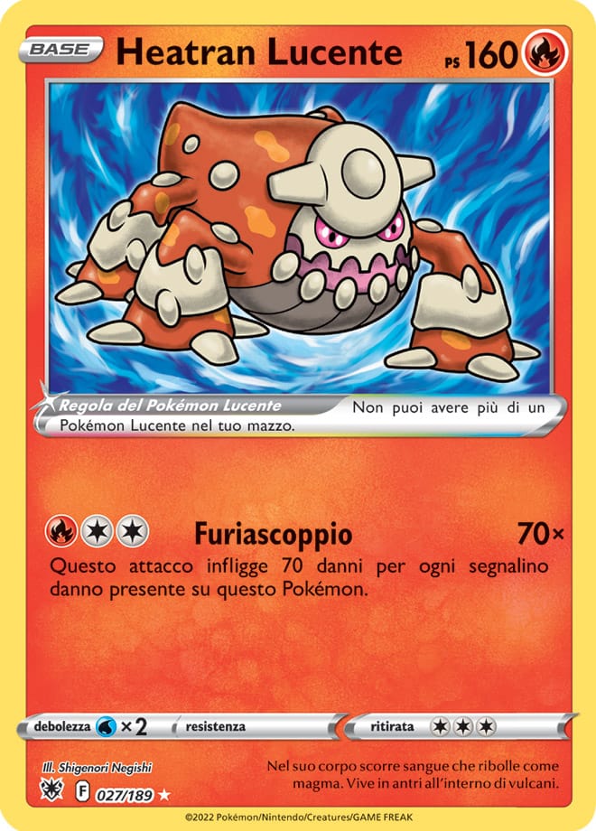 Heatran Lucente 027/189 - ITA - Near Mint - Spada e Scudo - Lucentezza Siderale - Carta Pokemon