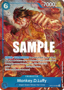 Monkey.D.Luffy OP02-062 V2 - Character Blu Alternate Art - Near Mint - Paramount War - Carta One Piece Card Game