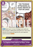 The "Extinguishes All Sound Created by Your Influence" Technique OP12-077 - Event Viola Common - Near Mint - Legacy of the Master - Carta One Piece Card Game
