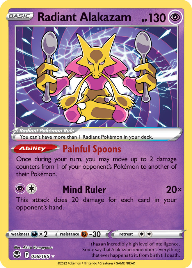 Radiant Alakazam 059/195 - ENG - Near Mint - Sword and Shield - Silver Tempest - Carta Pokemon
