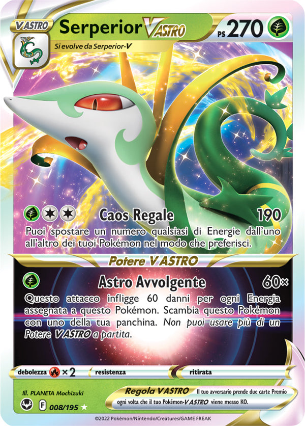 Serperior-V ASTRO 008/195 - ITA - Mint - Spada e Scudo - Tempesta Argentata - Carta Pokemon