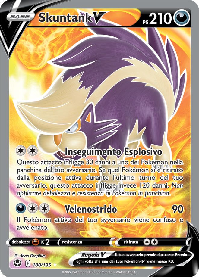 Skuntank-V 180/195 Full Art - ITA - Mint - Spada e Scudo - Tempesta Argentata - Carta Pokemon