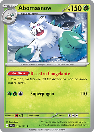 Abomasnow 011/193 Reverse Holo - ITA - Near Mint - Scarlatto e Violetto - Evoluzioni a Paldea - Carta Pokemon