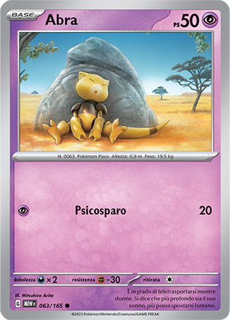 Abra 063/165 - ITA - Near Mint - Scarlatto e Violetto - 151 - Carta Pokemon