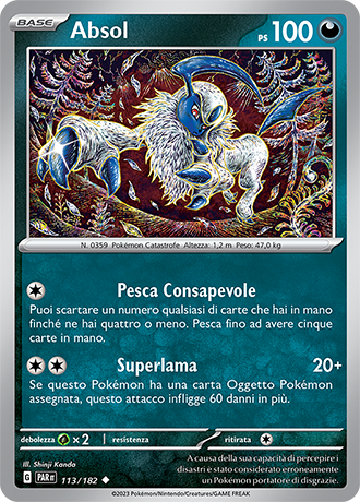 Absol 113/182 Reverse Holo - ITA - Near Mint - Scarlatto e Violetto - Paradosso Temporale - Carta Pokemon