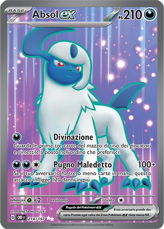 Absol-ex 214/197 Full Art - ITA - Near Mint - Scarlatto e Violetto - Ossidiana Infuocata - Carta Pokemon