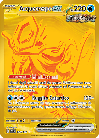 Acquecrespe-ex 178/131 Segreta Oro - ITA - Near Mint - Scarlatto e Violetto - Evoluzioni Prismatiche - Carta Pokemon