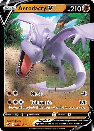 Aerodactyl-V 092/196 - ITA - Near Mint - Spada e Scudo - Origine Perduta - Carta Pokemon