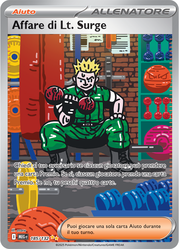 Affare di Lt. Surge MEG 185/132 Alternative Art - ITA - Near Mint - Megaevoluzione - Carta Pokemon