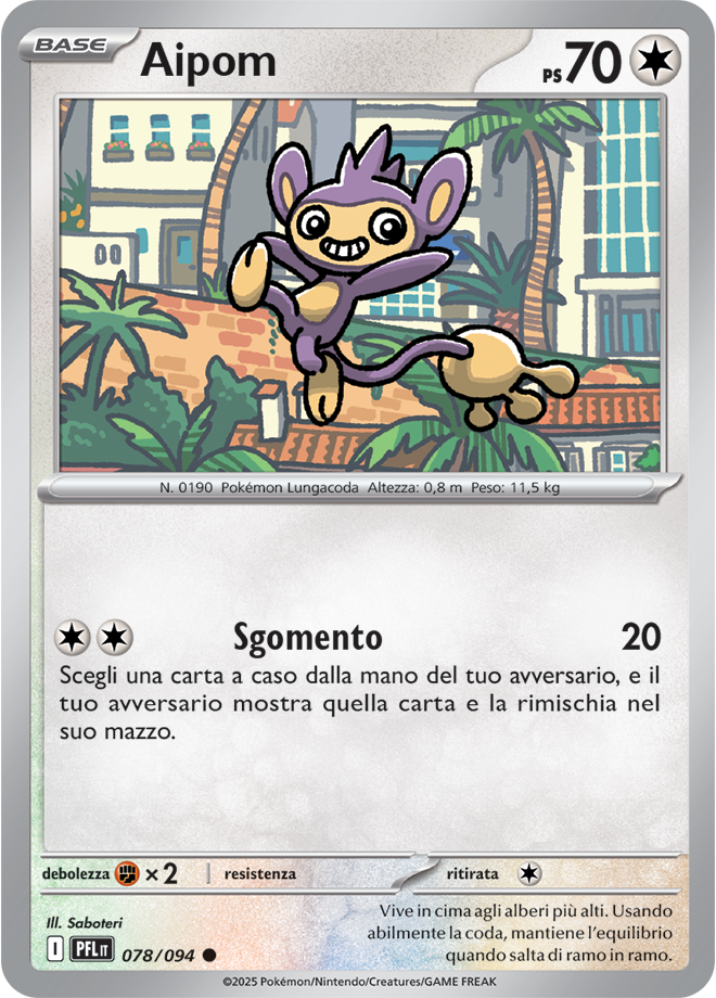Aipom PFL 078/094 Reverse Holo - ITA - Near Mint - Megaevoluzione - Fiamme Spettrali - Carta Pokemon