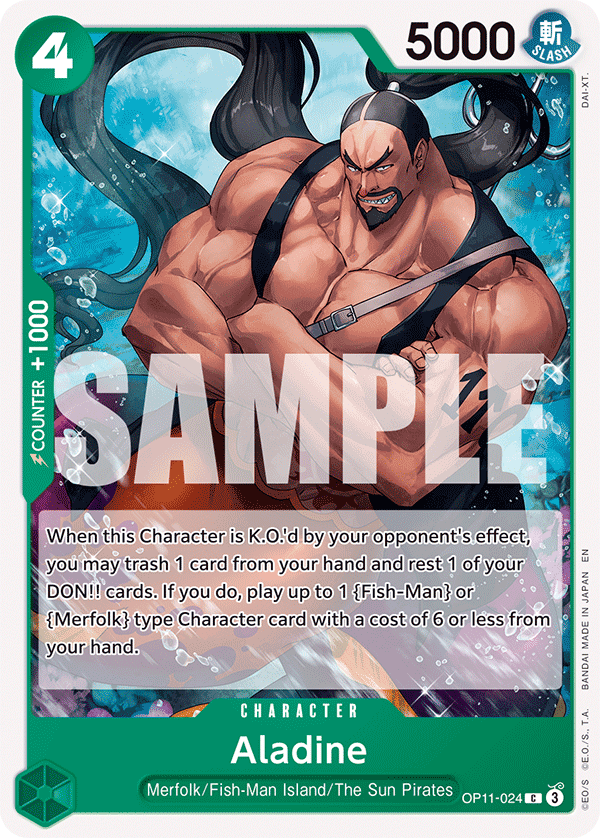 Aladine OP11-024 - Character Verde Common - Near Mint - A Fist of Divine Speed - Carta One Piece Card Game