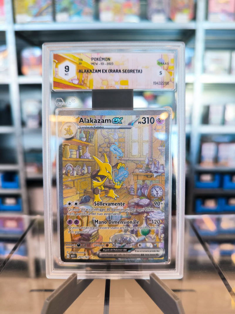 Alakazam EX 201/165 Alternative Art - ITA - Mint - Gradata GRAAD 9 - Scarlatto e Violetto - 151 - Carta Pokemon