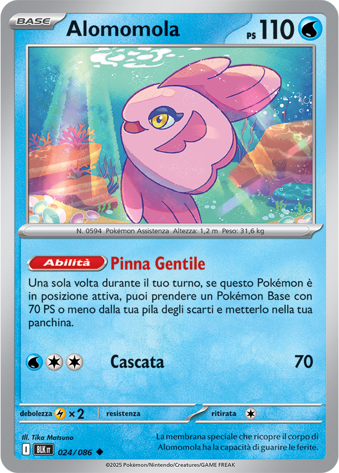 092Alomomola BLK 024/086 Reverse Holo Poke Ball - ITA - Near Mint - Scarlatto e Violetto - Luce Nera - Carta Pokemon