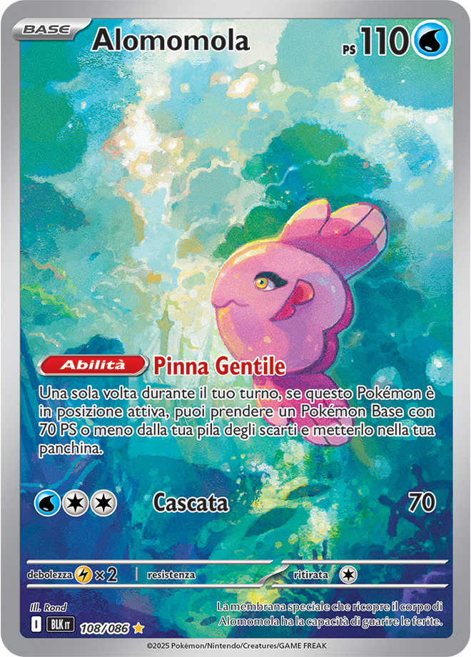340Alomomola BLK 108/086 - ITA - Near Mint - Scarlatto e Violetto - Luce Nera - Carta Pokemon