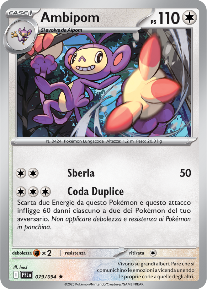 Ambipom PFL 079/094 Reverse Holo - ITA - Near Mint - Megaevoluzione - Fiamme Spettrali - Carta Pokemon