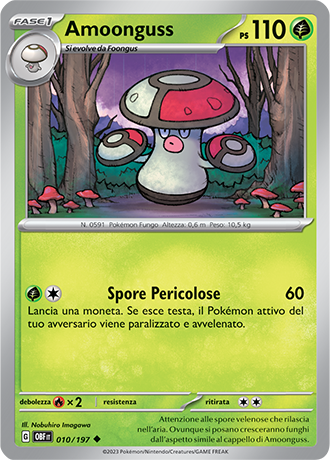 Amoonguss 010/197 Reverse Holo - ITA - Near Mint - Scarlatto e Violetto - Ossidiana Infuocata - Carta Pokemon