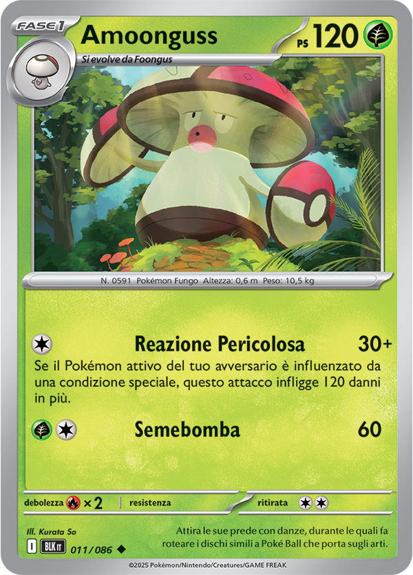041Amoonguss BLK 011/086 Reverse Holo Master Ball - ITA - Near Mint - Scarlatto e Violetto - Luce Nera - Carta Pokemon