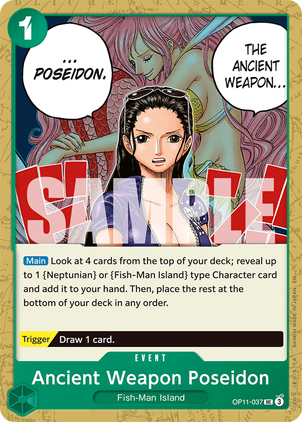 Ancient Weapon Poseidon OP11-037 - Event Verde Uncommon - Near Mint - A Fist of Divine Speed - Carta One Piece Card Game