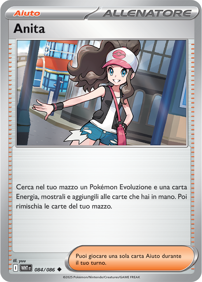 Anita WHT 084/086 Reverse Holo - ITA - Near Mint - Scarlatto e Violetto - Fuoco Bianco - Carta Pokemon