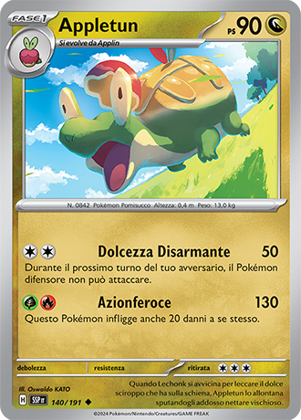 Appletun 140/191 - ITA - Near Mint - Scarlatto e Violetto - Scintille Folgoranti - Carta Pokemon