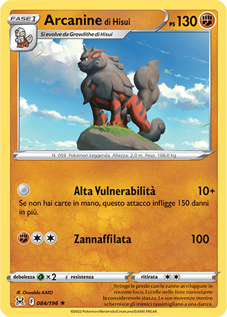 Arcanine di Hisui 084/196 Reverse Holo - ITA - Near Mint - Spada e Scudo - Origine Perduta - Carta Pokemon