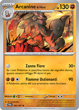 Arcanine di Hisui 100/167 Reverse Holo Rara - ITA - Near Mint - Scarlatto e Violetto - Crepuscolo Mascherato - Carta Pokemon