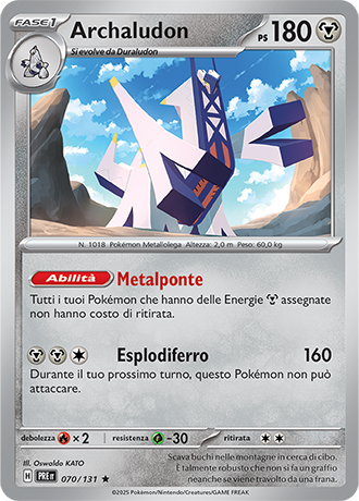 Archaludon 070/131 Reverse Holo - ITA - Near Mint - Scarlatto e Violetto - Evoluzioni Prismatiche - Carta Pokemon