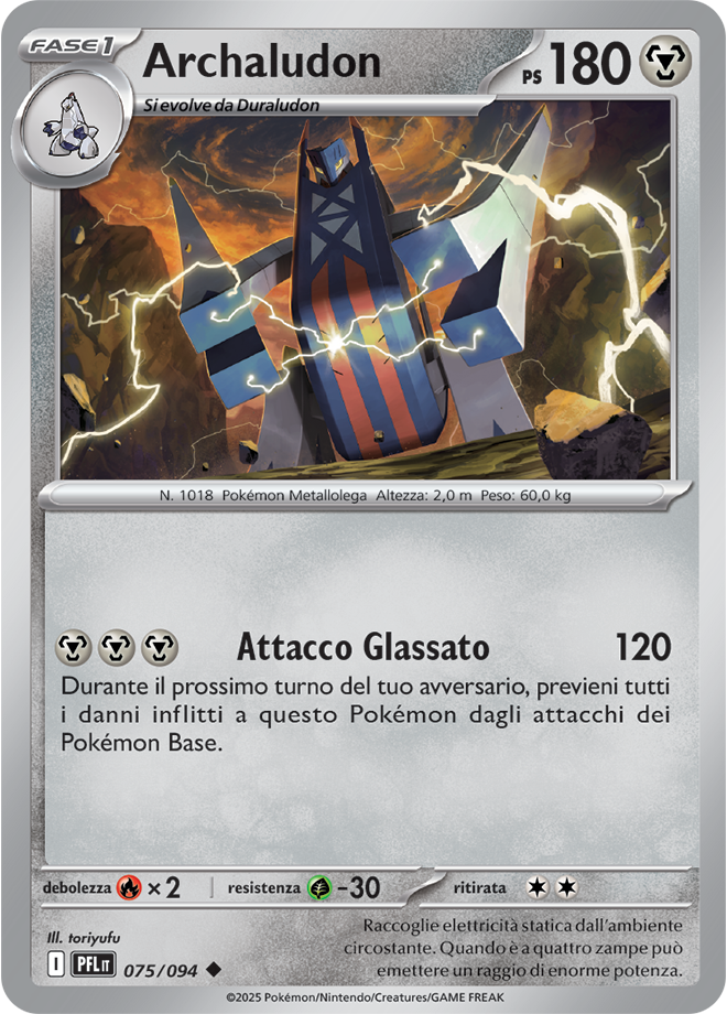 Archaludon PFL 075/094 Reverse Holo - ITA - Near Mint - Megaevoluzione - Fiamme Spettrali - Carta Pokemon