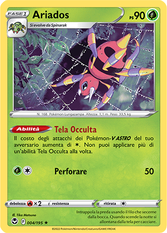 Ariados 004/195 Reverse Holo - ITA - Near Mint - Spada e Scudo - Tempesta Argentata - Carta Pokemon