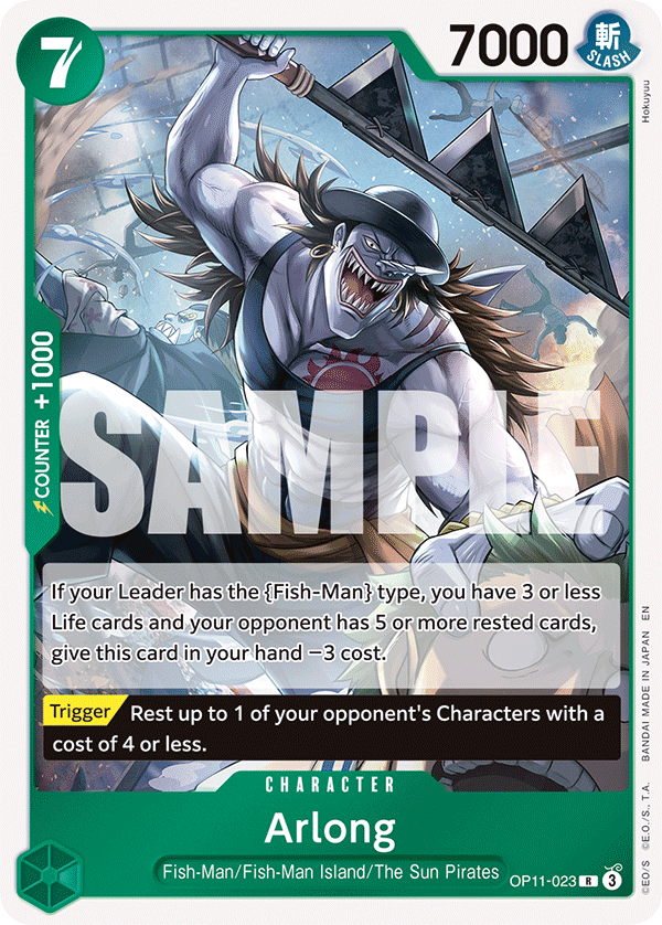 Arlong OP11-023 V1 - Character Verde Rare - Near Mint - A Fist of Divine Speed - Carta One Piece Card Game