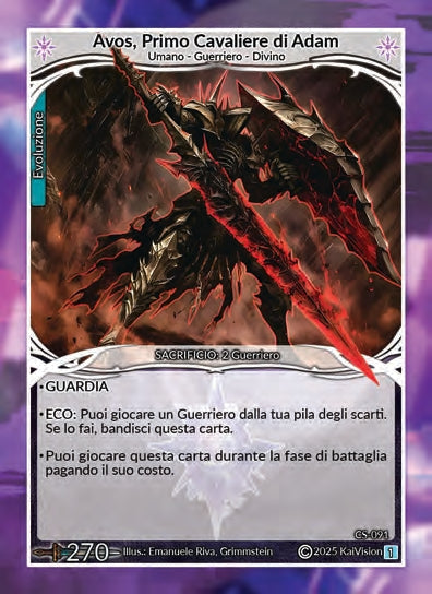 Avos, Primo Cavaliere di Adam CS - 091   - 1a Edizione - ITA - Near Mint - Custodi della Storia - Carta Creatures of Exo