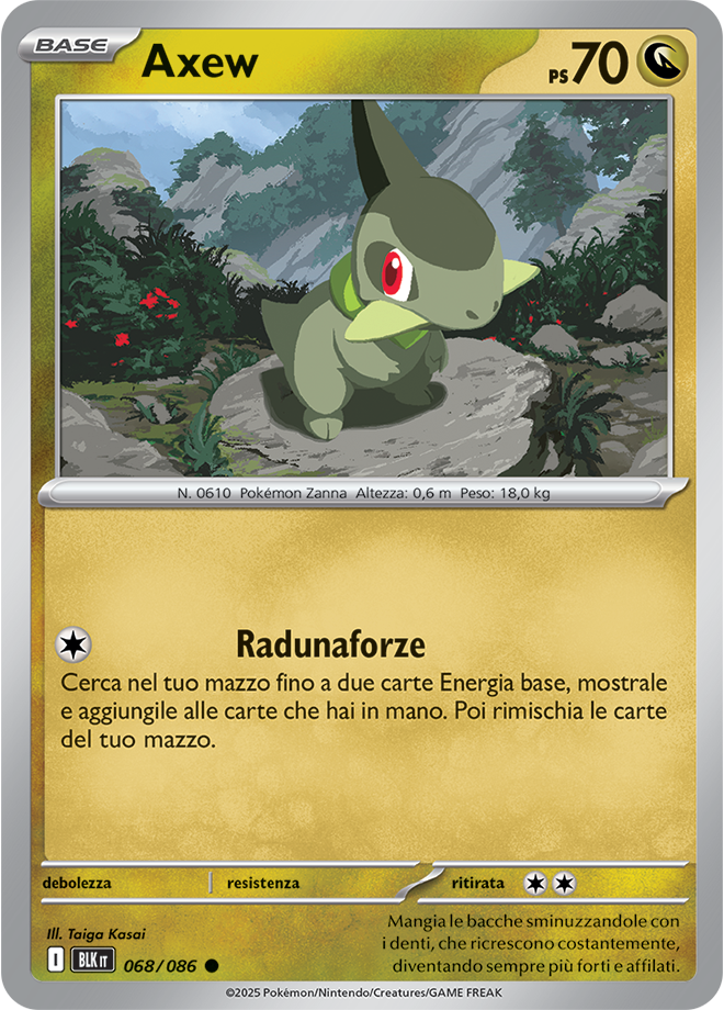 253Axew BLK 068/086 Reverse Holo Poke Ball - ITA - Near Mint - Scarlatto e Violetto - Luce Nera - Carta Pokemon