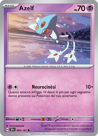 Azelf 080/191 Reverse Holo - ITA - Near Mint - Scarlatto e Violetto - Scintille Folgoranti - Carta Pokemon