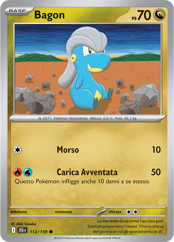 Bagon JTG 112/159 Reverse Holo - ITA - Near Mint - Scarlatto e Violetto - Avventure Insieme - Carta Pokemon